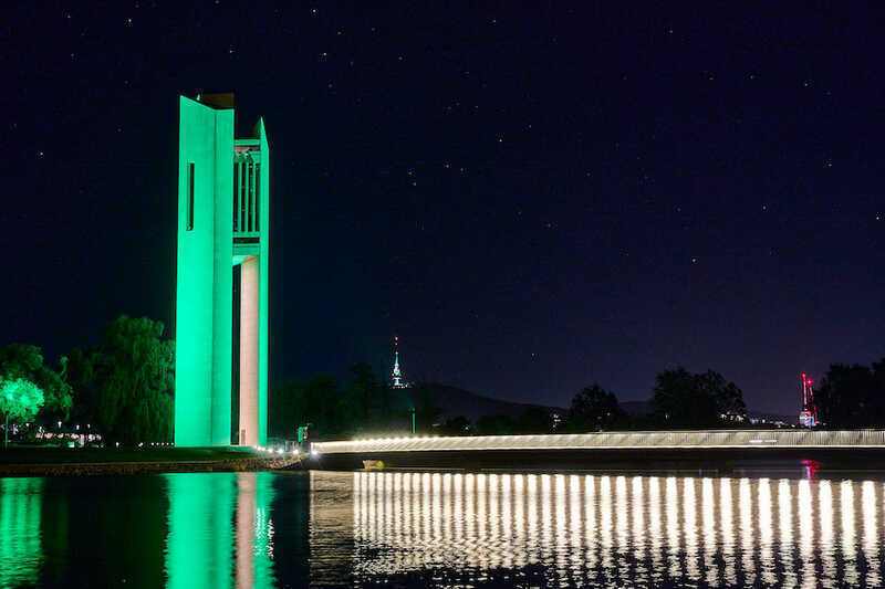 Australia lit up in green to promote “GoGreenForCOP26”