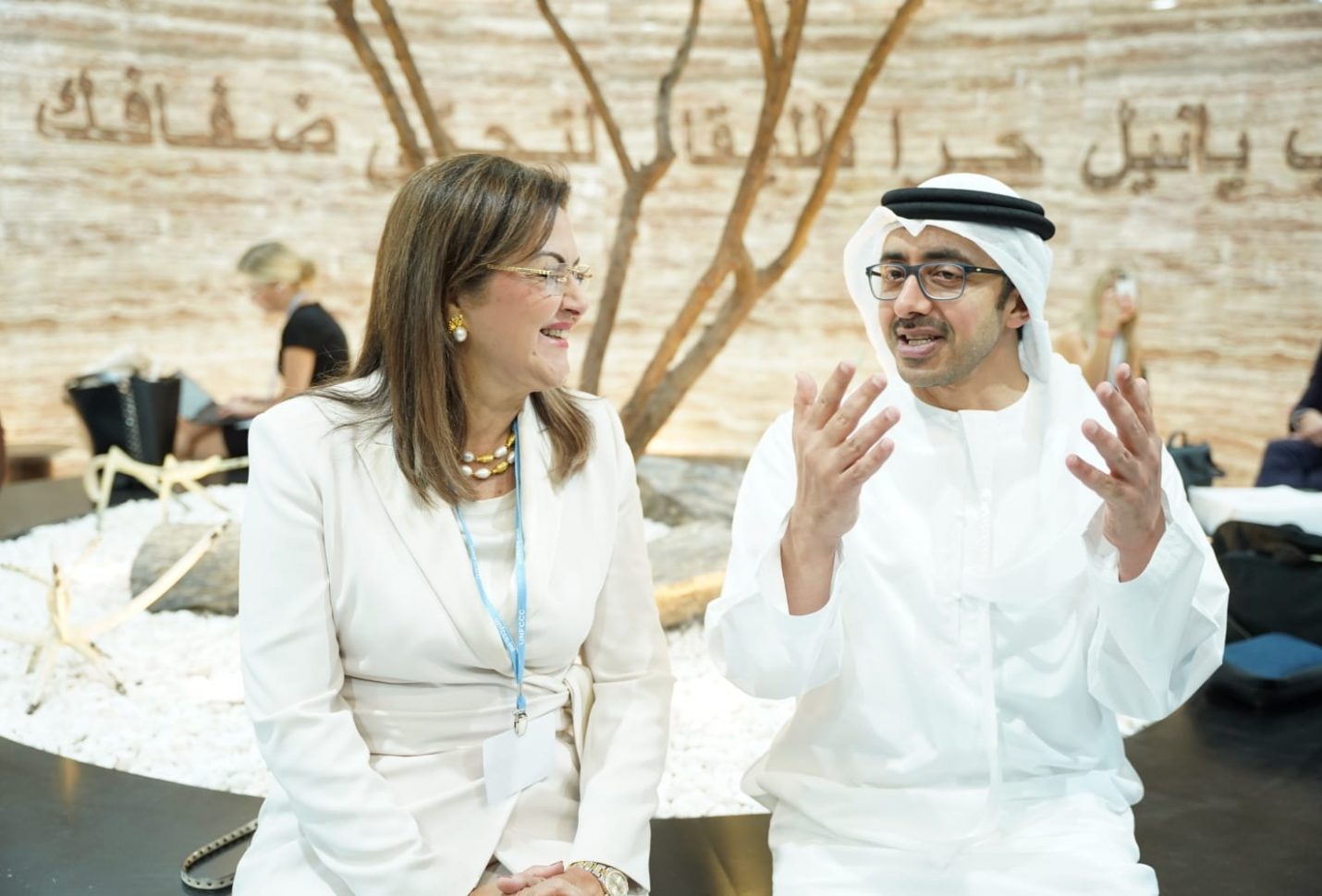وزيرة التخطيط تلتقي وزير الخارجية والتعاون الدولي الإماراتي على هامش مؤتمر المناخ